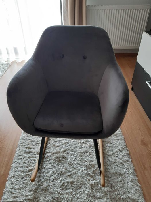 FOTOLIU BALANSOAR de interior tapitat cu catifea gri STARE NOUA