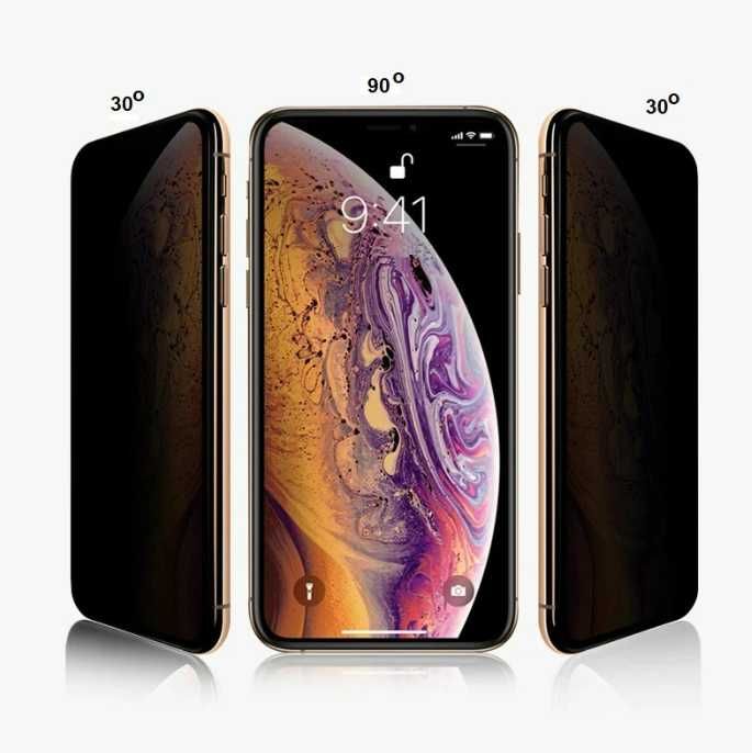 Folie sticla securizata privacy iPhone X, 11, 12, 13, 14, 15, 16, 17