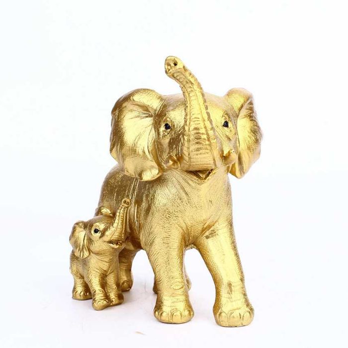Elefant Mamă și Pui - Sculptură din Rășină pentru Decor Creativ