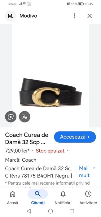 Curea de dama, originala, Coach, cu 2 fete, marimea S, Noua