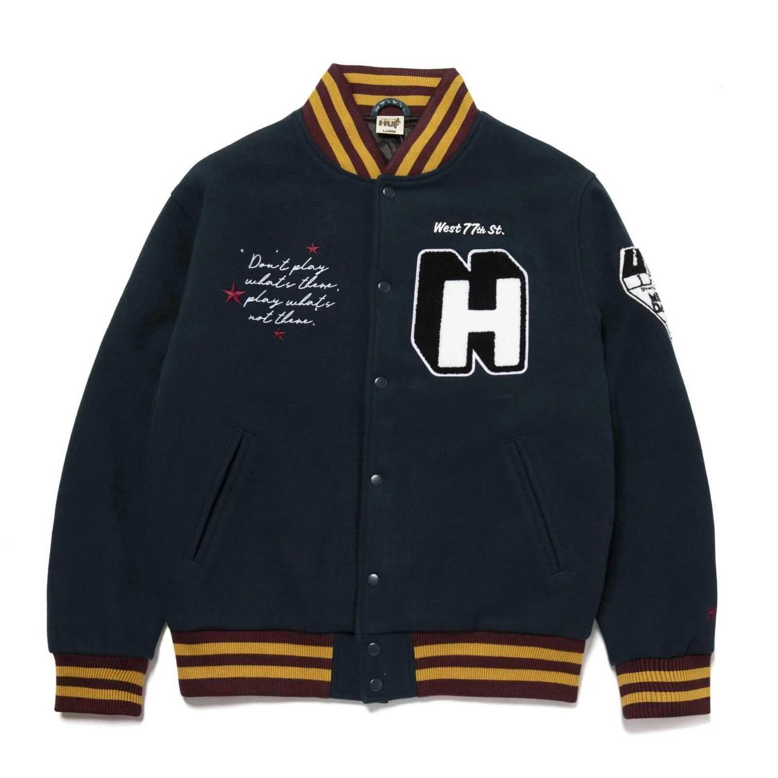 НОВО HUF x Miles Davis Pangaea Varsity Jacket ОРИГИНАЛНО мъжко яке - L