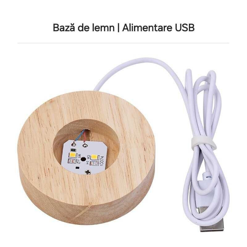 Lampa veghe glob de cristal Sistemul Solar. Lumini multicolore. USB