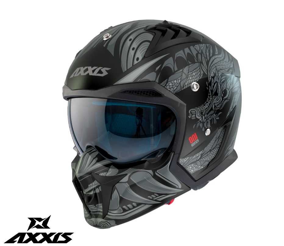 Casca ATV/MOTO Axxis Hunter SV ONI B2 gri mat-ochelari soare integrati