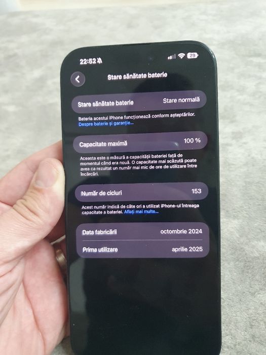 Iphone 16 pro max 256 Gb Black Titanium Sanatate baterie 100%