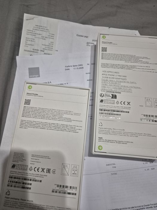 Iphone 17 Pro Max 512gb - Sigilat - Liber de retea - Acte achizitie