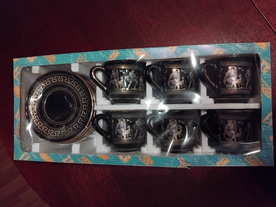 Гръцки чаши за кафе/чай с рисунки, 6 бр.