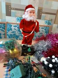Продам ёлочные игрушки гирлянды и Дед Мороз на батарейках