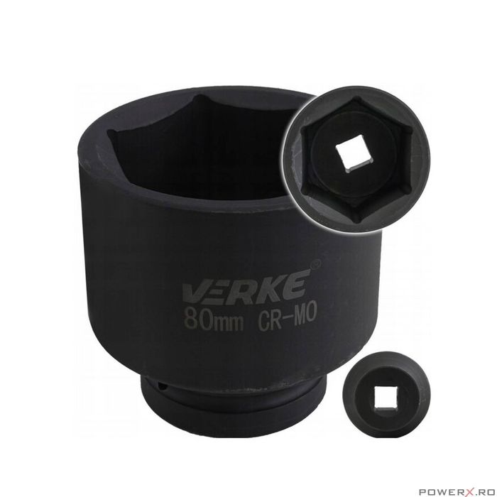 Cheie tubulara impact hexagonala, 80 mm, Verke