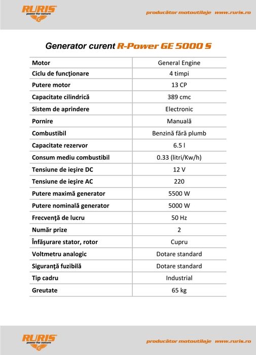 Generator Ruris GE 5000s