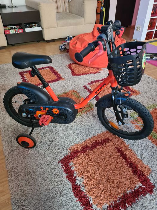 Bicicleta copii BTWIN 14"" 3-5 ani+cos