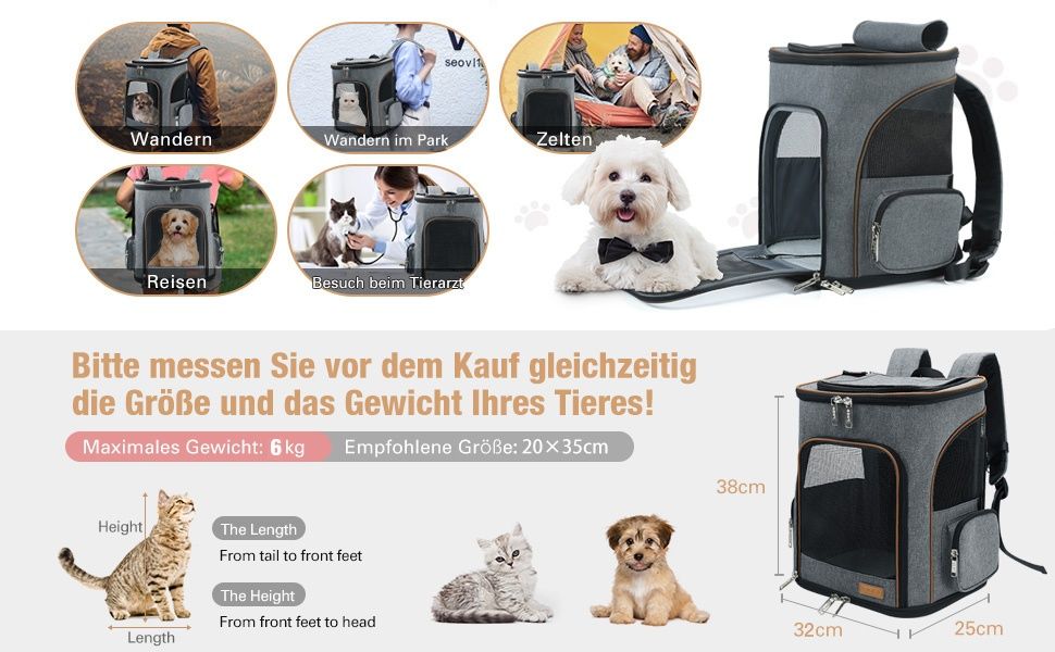 Разширяема транспортна раница за домашни любимци Lekesky (Сива)