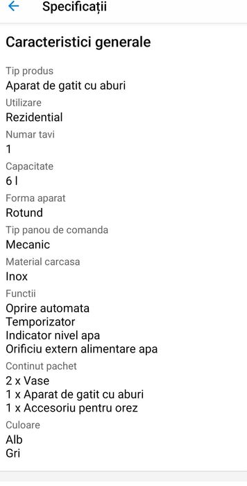 Aparat de gatit cu aburi Tefal VC145130, 900W, 6 L