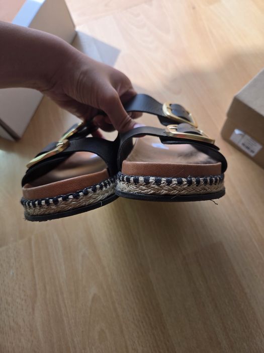 Papuci piele naturala cu catarama Steve Madden, nr 40