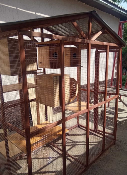 Вольер для белок, белки с домиками и колесом