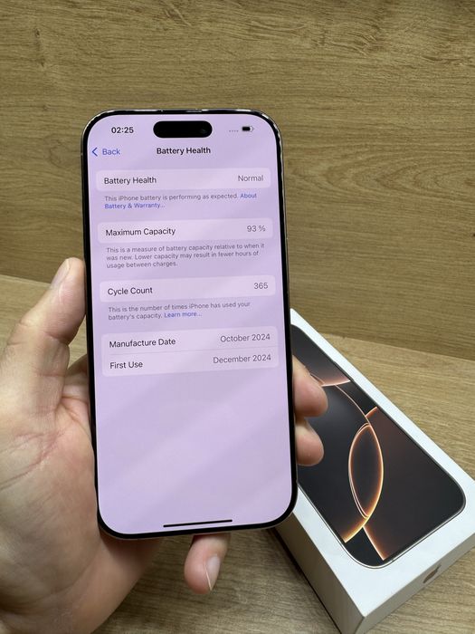 iPhone 16 PRO 256Gb Desert titanium 93% battery life