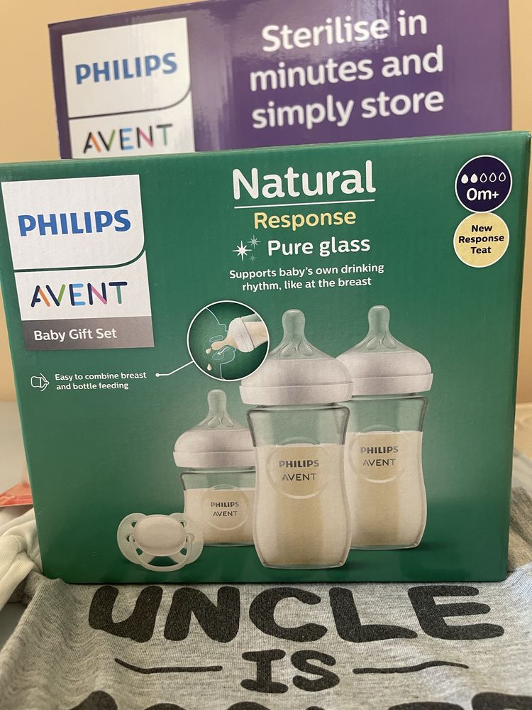 Стерилизатор + стъклени шишета на philips avent
