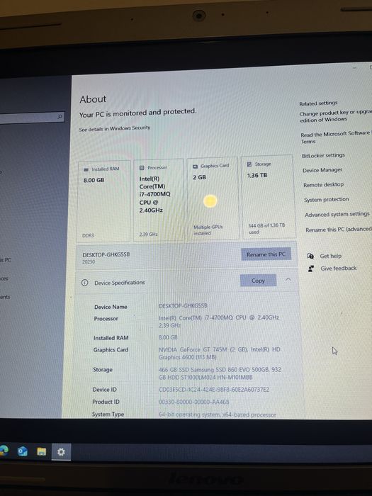 Vand Laptop Gaming Lenovo IdeaPad i7-4700MQ, 8GB RAM, 1,4TB, NVIDIA2GB