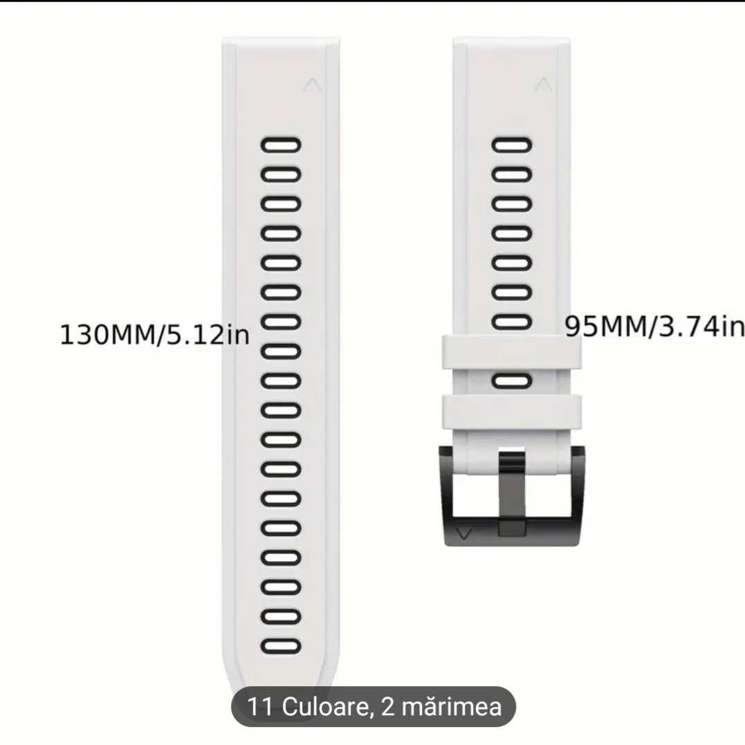 Curea ceas din silicon compatibil Garmin Fenix, latime curea 22 mm