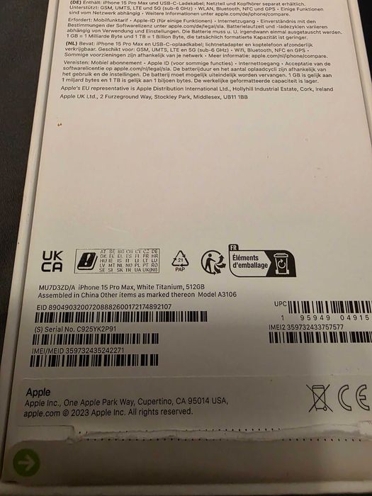 Iphone 15 Pro Max White Titanium