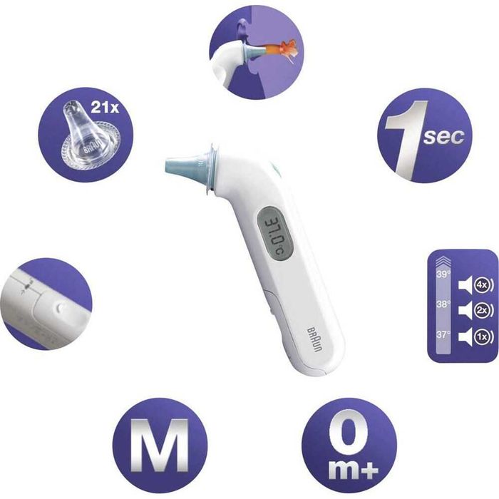 Termometru auricular NOU  BRAUN Thermoscan 3 alb-albastru