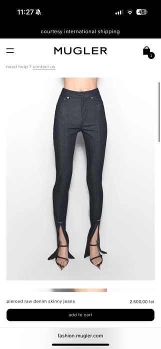 Mugler raw denim skinny jeans