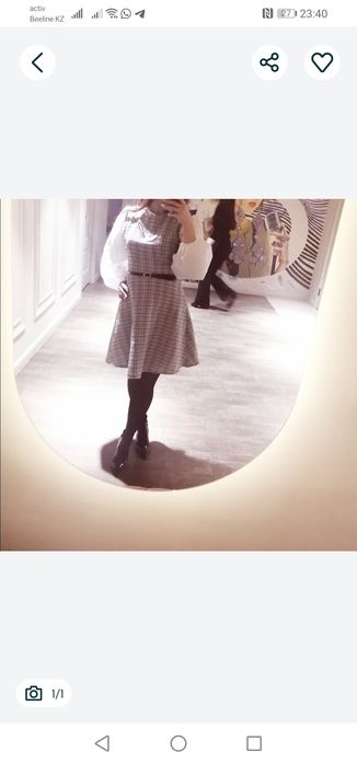 Твидовый платье бу сост идеальное. Размер 42-44. 
Цена 4000 тг.