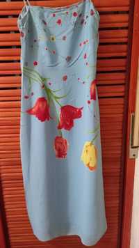 Rochie voal bleu florala cu bluza superba 36