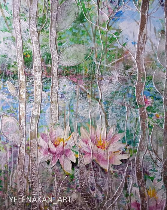 Продам картину ручной работы «Лилии в пруду» 60/70