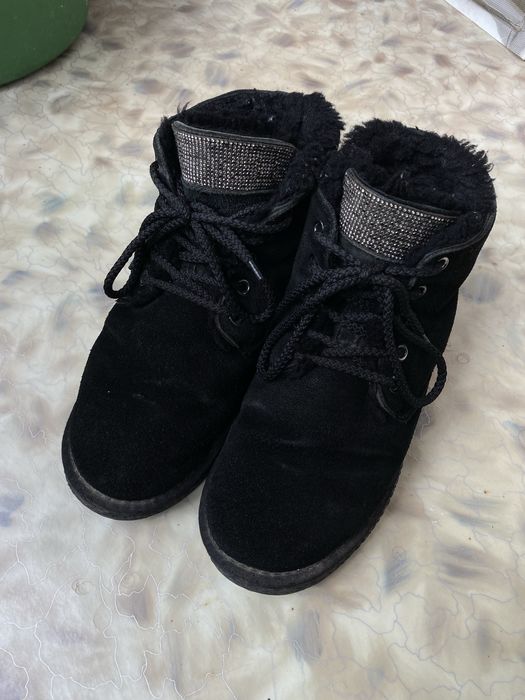 Тёплые угги из натуральной замши и меха , зимние сапоги