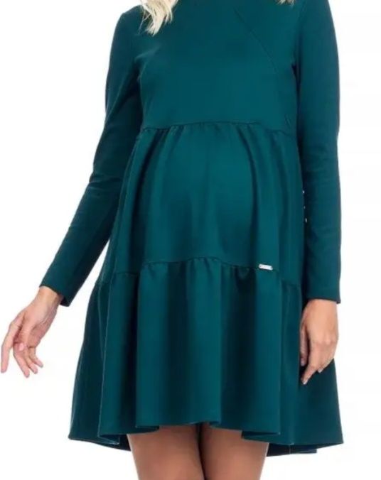 Платье для беременных с функцией кормления. Цвет изумрудно -зеленый
