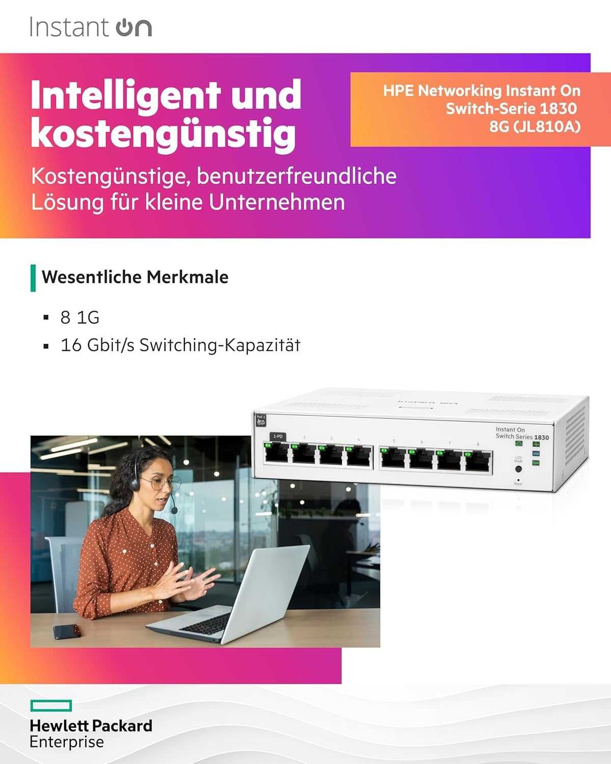 Чисто нов Aruba a Hewlett Packard Enterprise Instant On Switch серия..