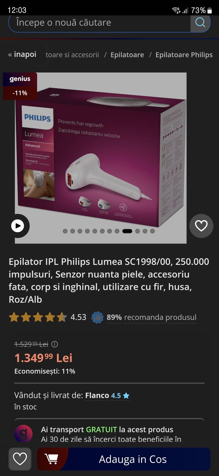 Epilator IPL Philips Lumea SC1998/00