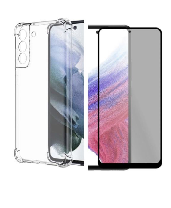 Husa Silicon Anti Soc + Folie Sticla Privacy Samsung S21/S23/S24/S25FE