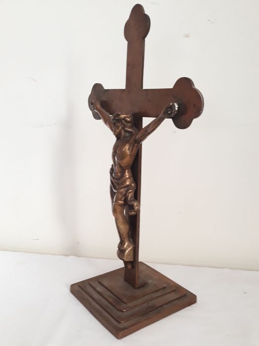 Crucifix / cruce veche, din bronz masiv, dimensiuni mari