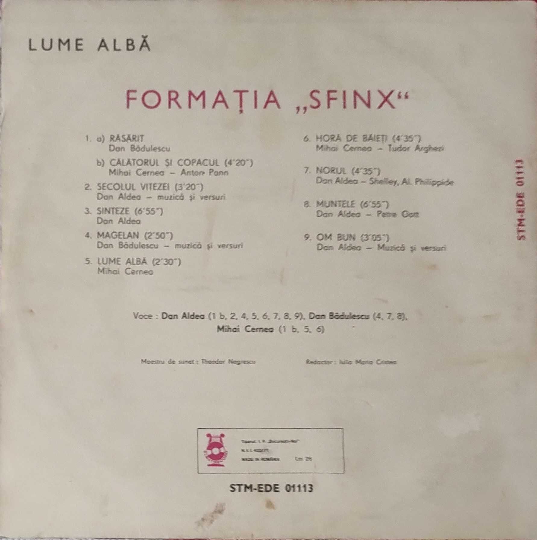 Disc vinil, LP Sfinx – Lume Albă, Electrecord