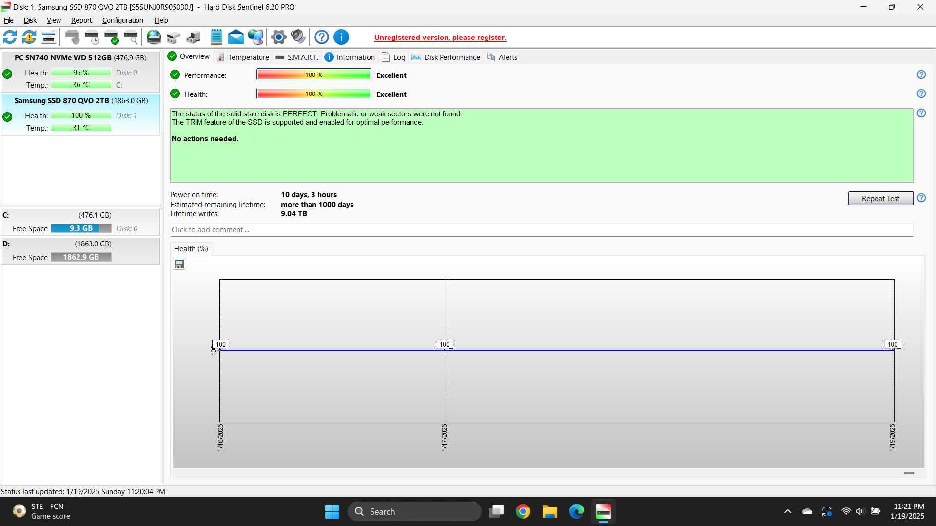 SSD Samsung 870 QVO 2TB SATA III 2.5" 100%