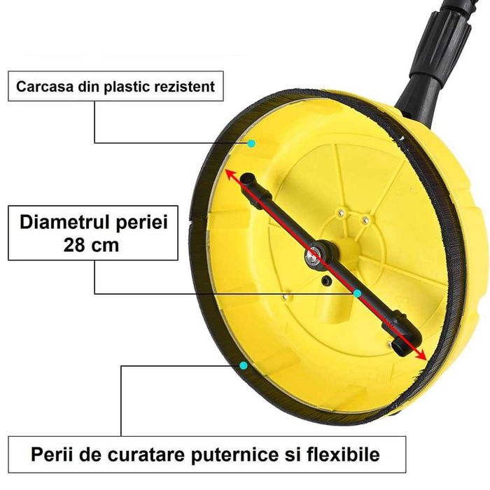 Perie spalat pavaj curte beton terasa cu rezervor de detergent