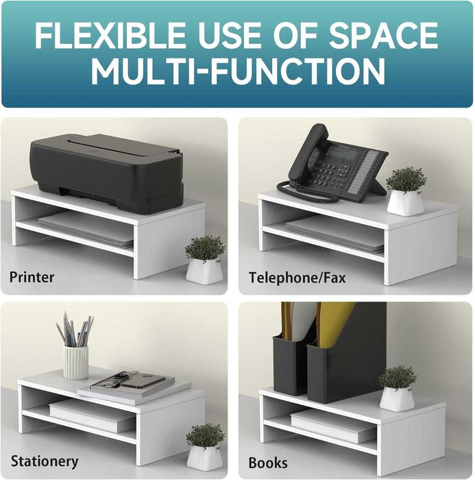 Дървена стойка за монитор лаптоп принтер телевизор 42,5* 23,5*14 cmбял