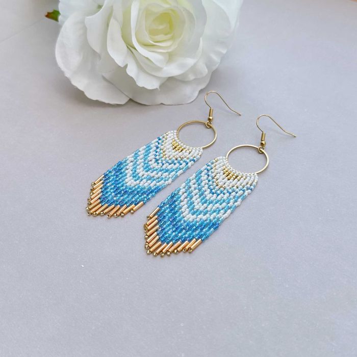 Ръчно изработени обеци, Японски мъниста, Неръждаема стомана, Уникални