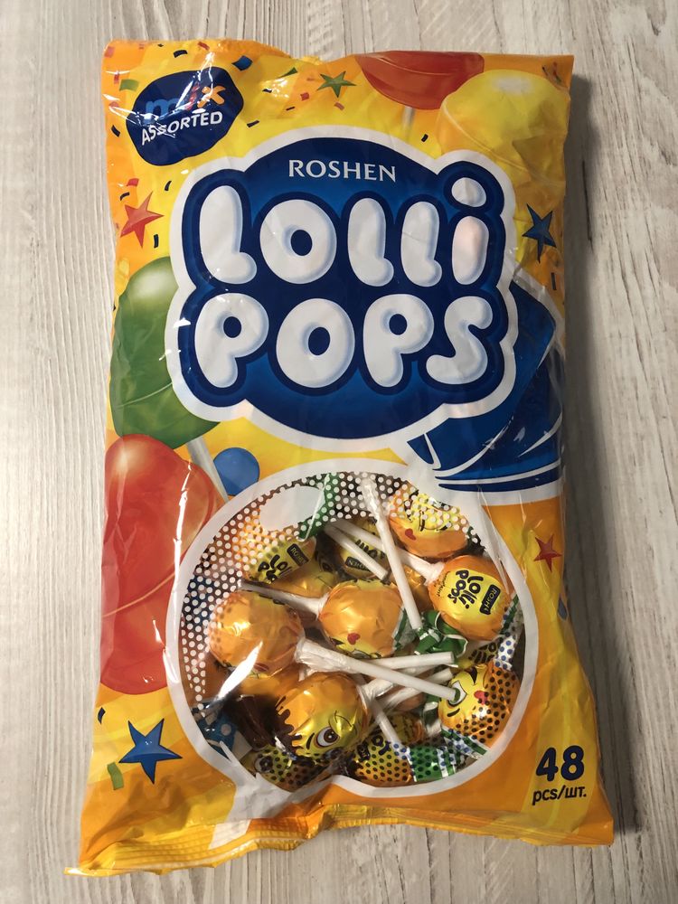 Acadele cu Gust de Fructe si Bubble Gum Roshen Lolli Pops, 1 leu buc.