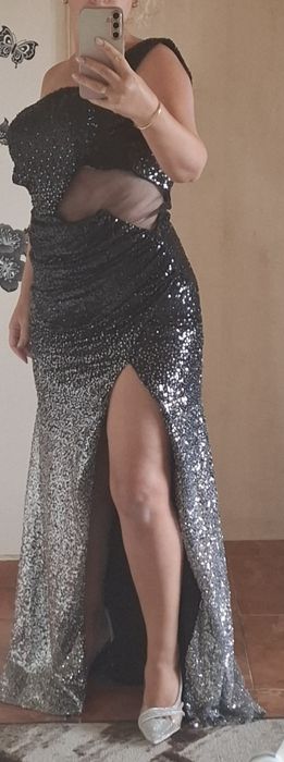 Дълга официална рокля с паети размер 38 М