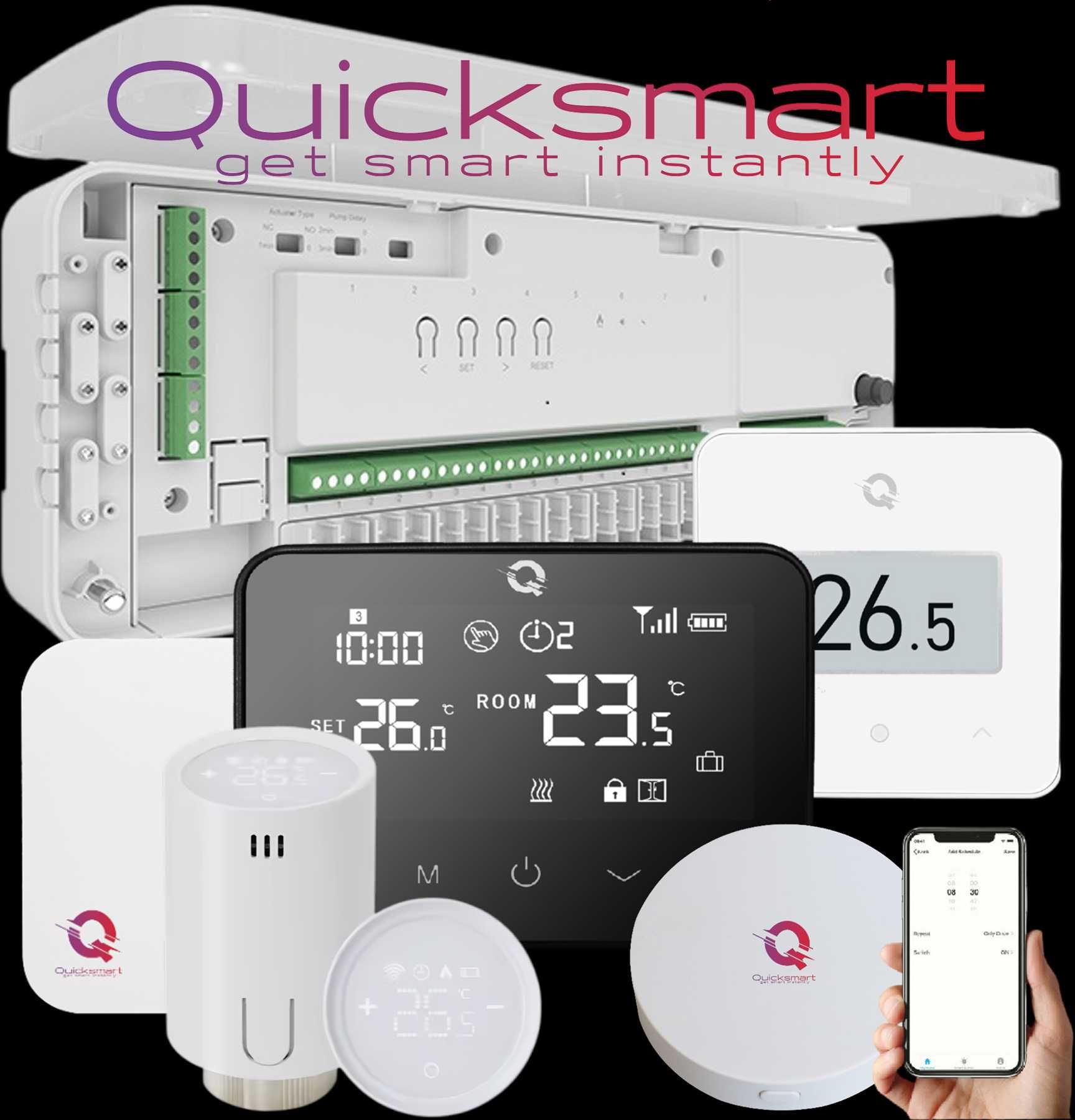 Automatizare Pardoseala Q20, 8 zone, 4x termostat Q20, Wireless, Smart