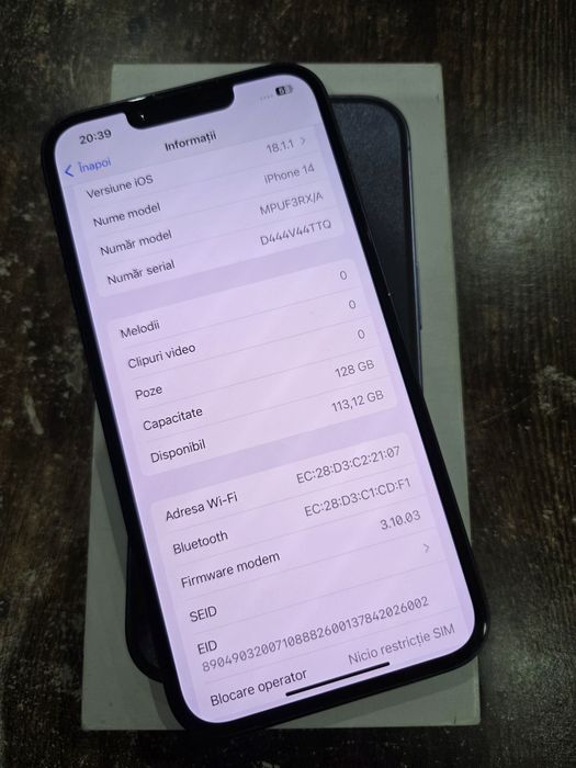 iPhone 14 5G Midnight 128 gb