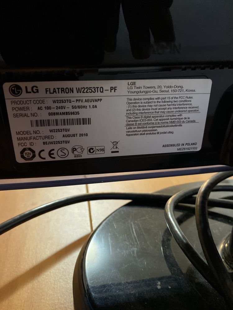 Monitor LG FLATRON W2253TQ FullHD 60Hz