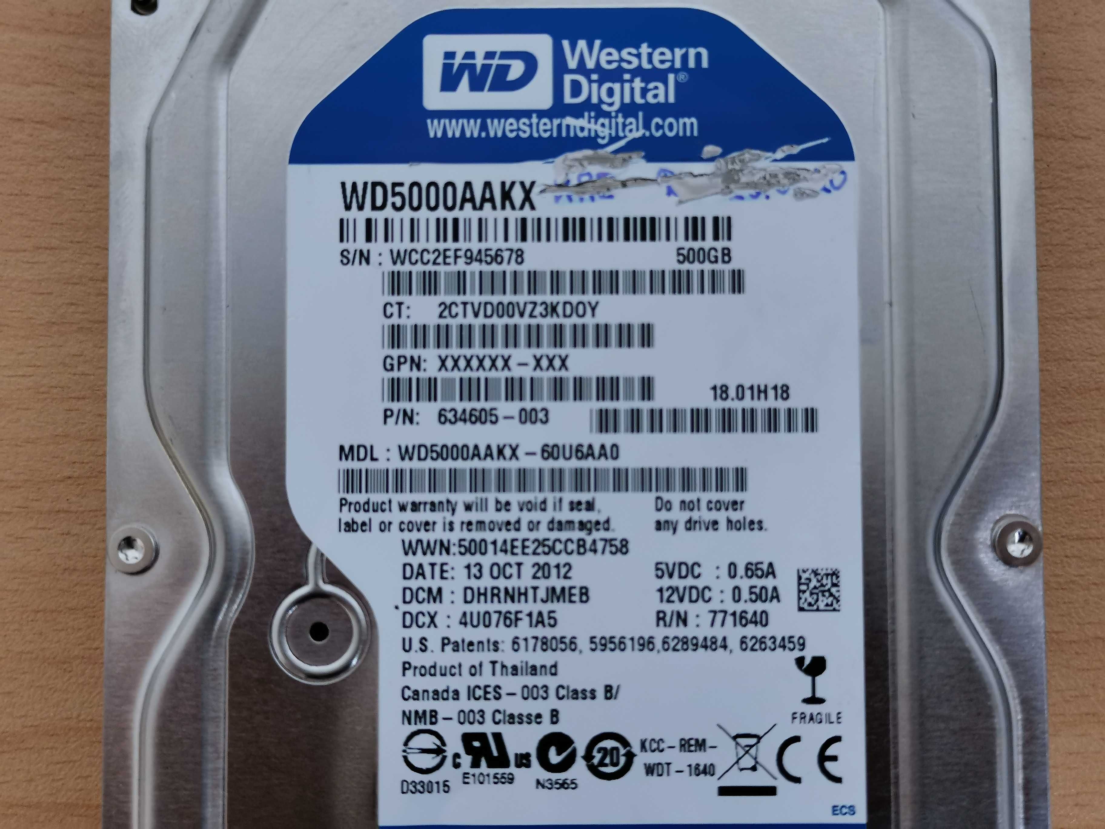 Western Digital Blue 500GB хард диск за стационарен компютър 3.5 инчов