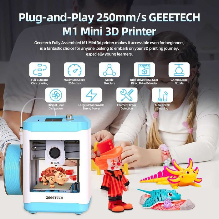 Geeetech M1 Mini 3D принтер за начинаещи 250mm/s автолевелиране