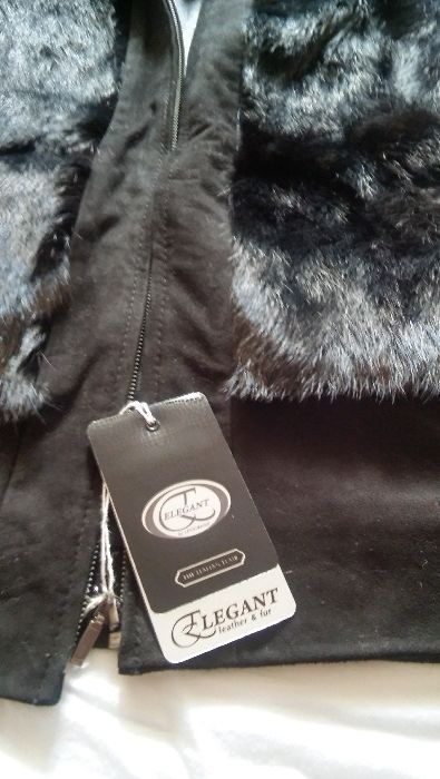 Чисто нов изцяло от ествена кожа - косъм и велур