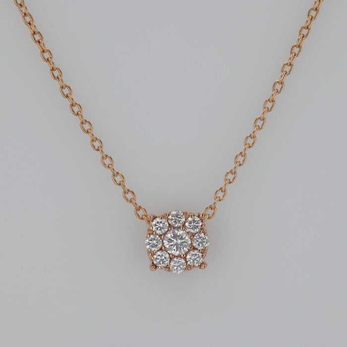 Lant cu pandantiv aur galben/roz 18k  cod 9429+9430, 9431+9432