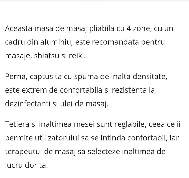 Masă masaj. Masa este folosita.