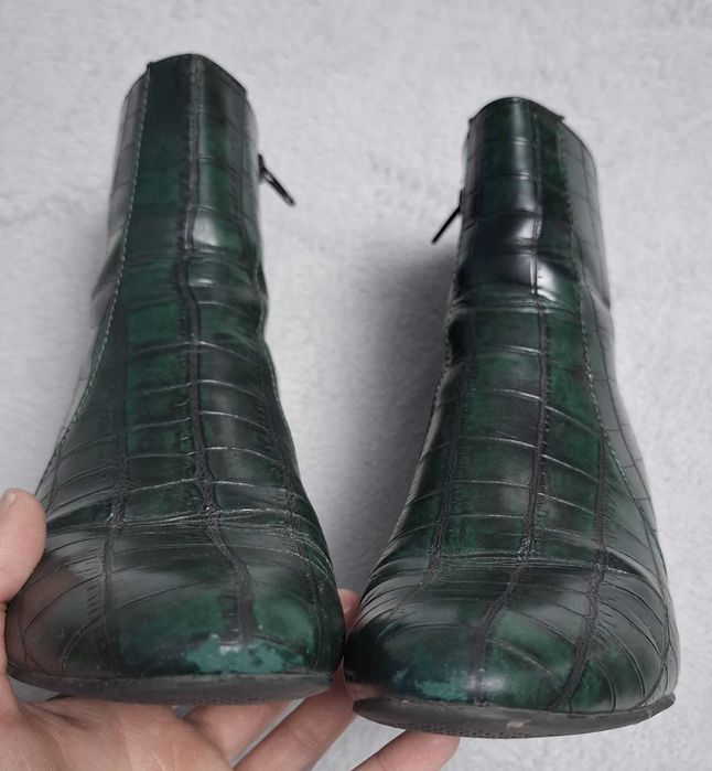 Botine verzi cu toc gros, 40, Graceland